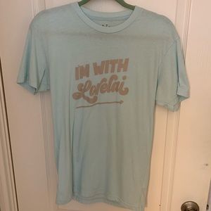 Rachel Antonoff Light Blue Tee with Beige Print